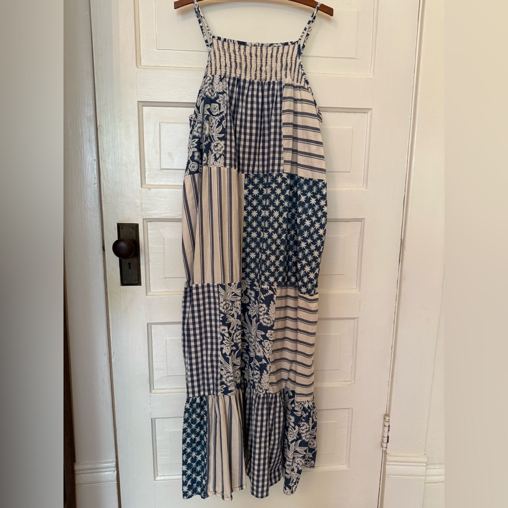 Universal Thread Blue and Cream Tiered Maxi Skirt